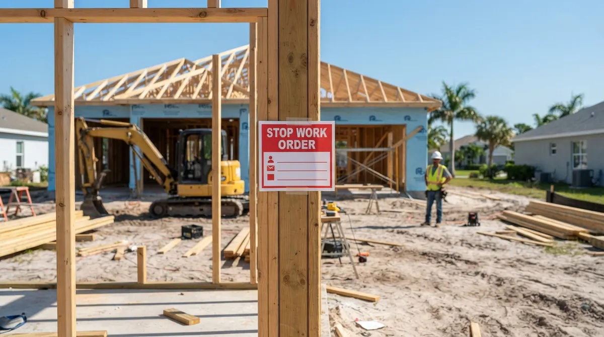 how do i fix a stop work order for unpermitted work in florida