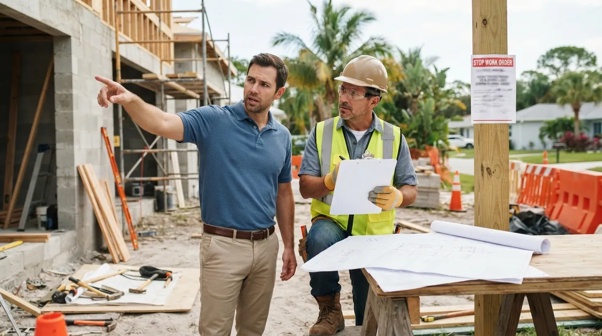 how do i fix a stop work order for unpermitted work in florida