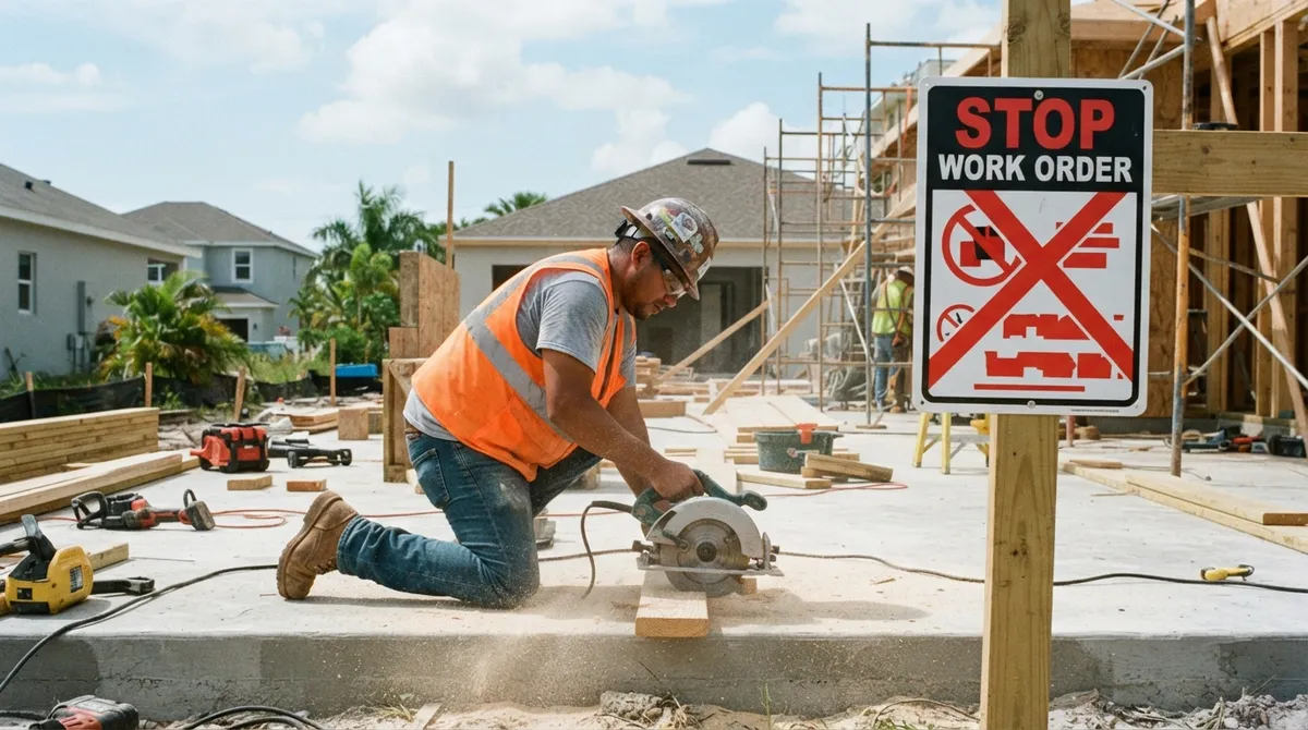 stop work for unpermitted construction florida